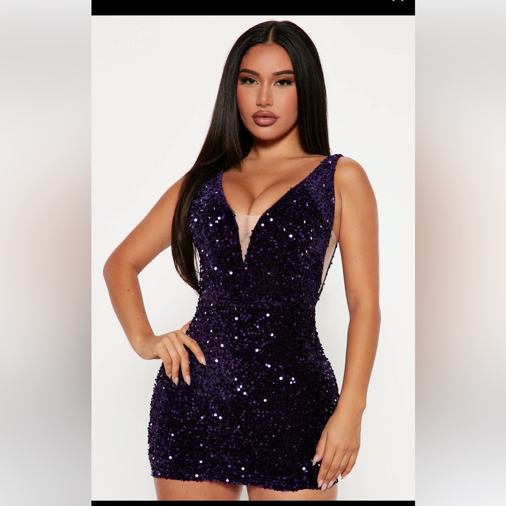 Sequin velvet mini dress